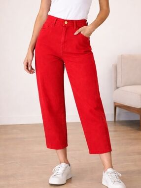 Free Assembly Women's Midrise Cropped Barrel Jeans, 27.5" Inseam Size 2